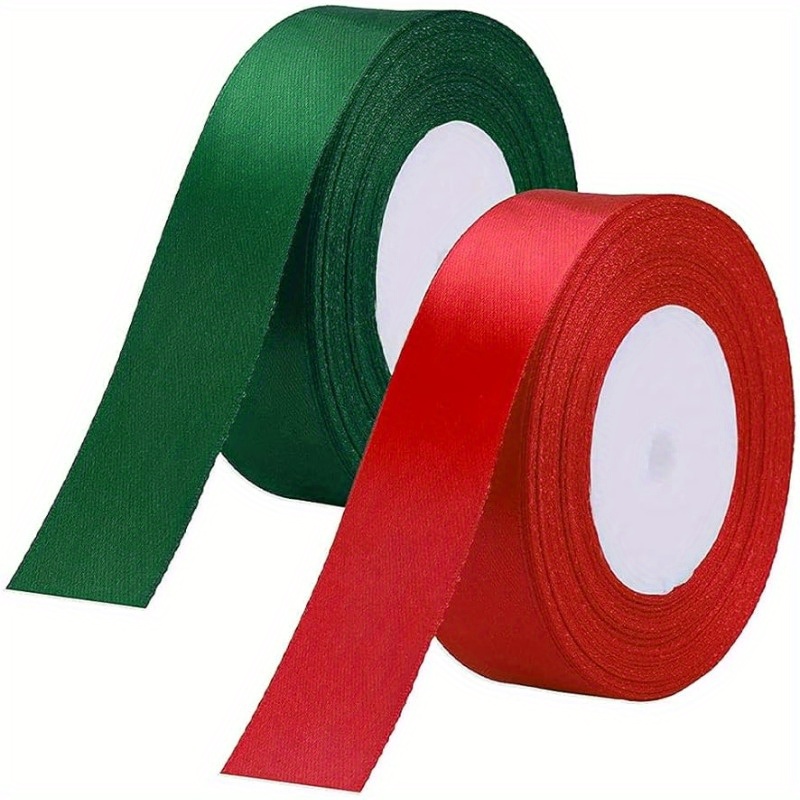 Christmas Ribbon for Gift Wrapping 3/8 Inch, Grosgrain Ribbon and Double  Faced Polyester Satin Ribbon Continuous Ribbon Set for Xmas Gift Wrapping