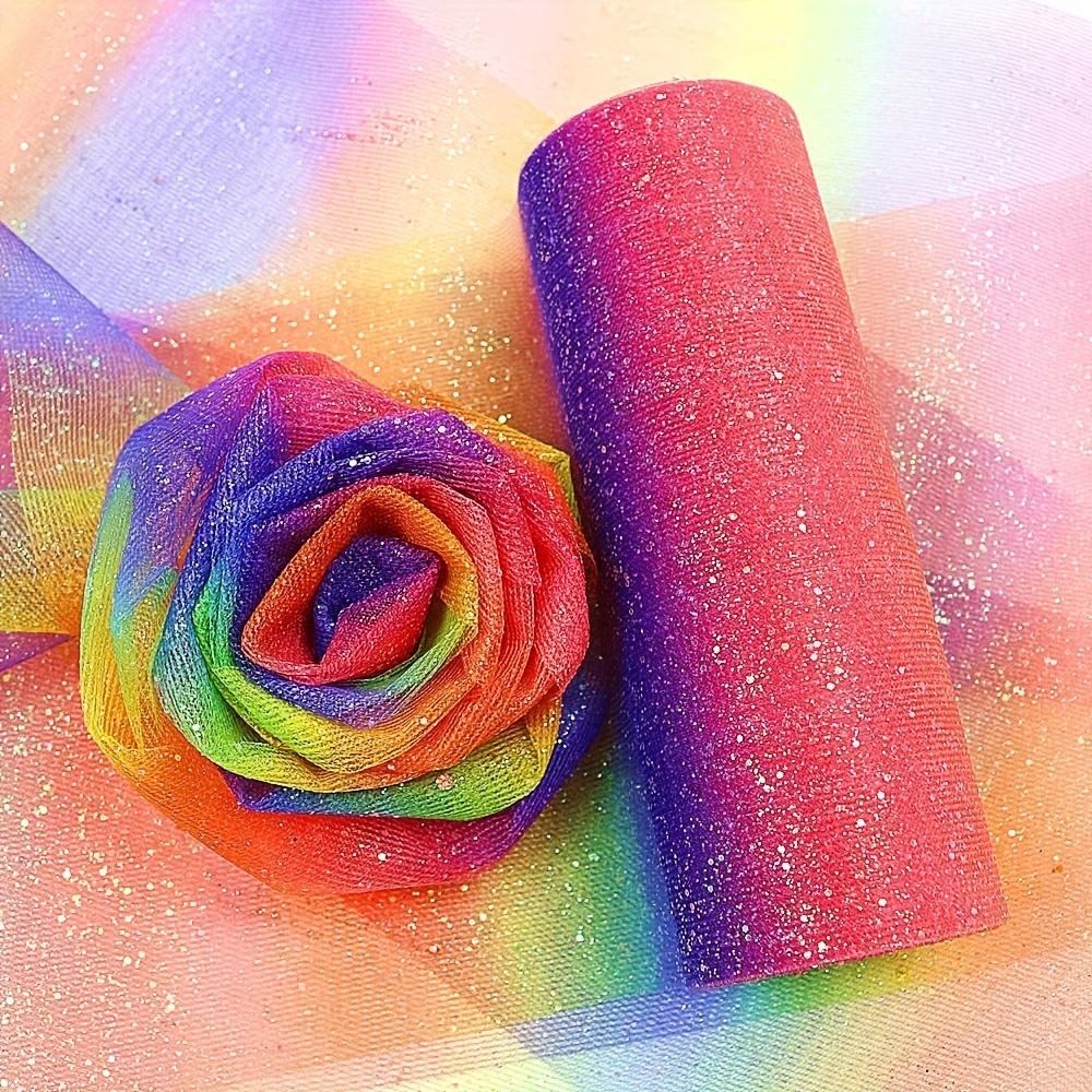 10yard Rainbow Glitter Tulle Roll Sequin Crystal - Temu