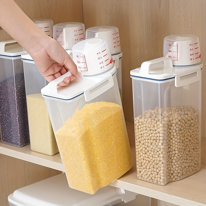 Cereal Container Food Storage Containers Easy-pour Design With Airtight  Lids Measuring Cup Bpa-free Plastic Containers For Rice Snacks Sugar Nuts  Pet