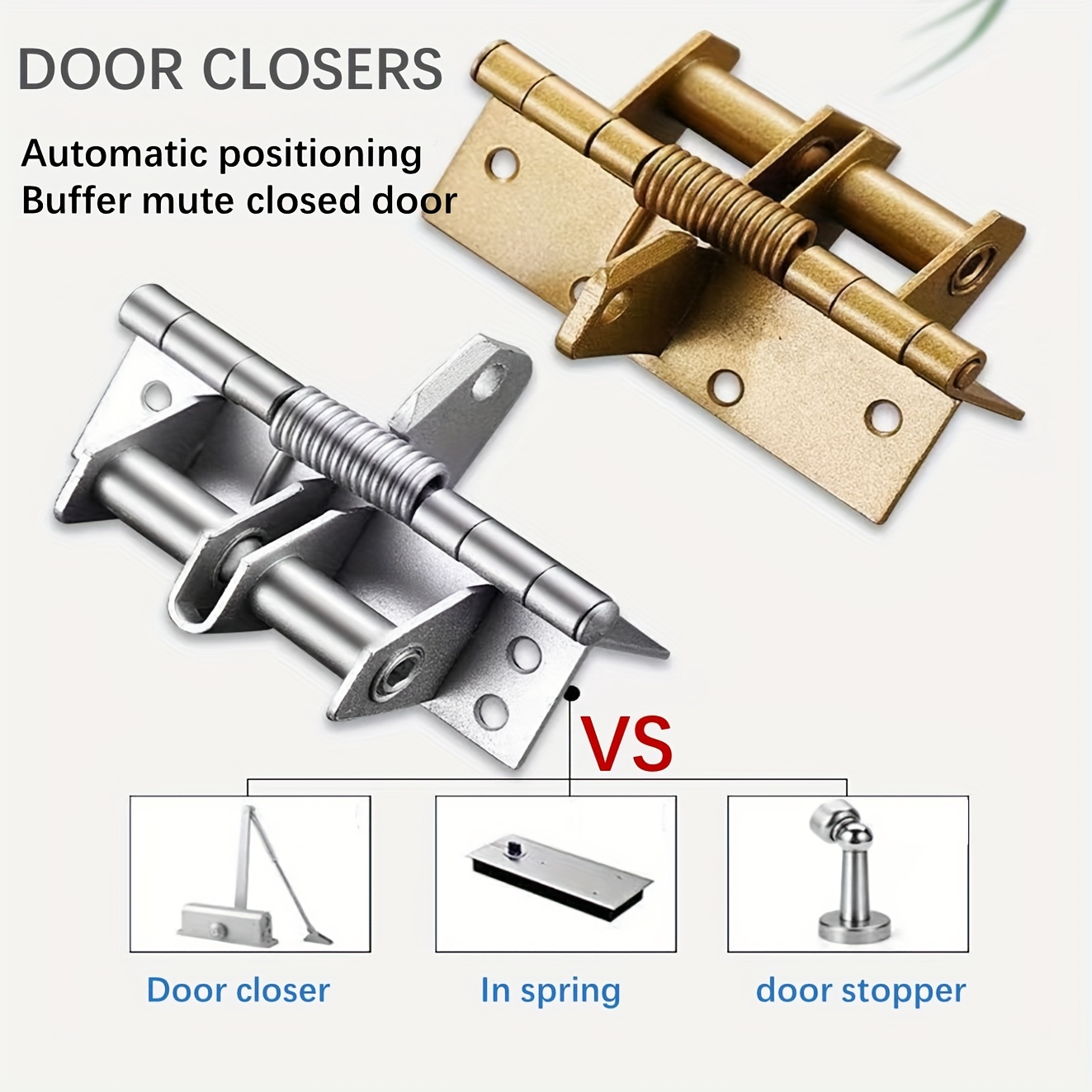 Spring Door Closer Pneumatic to Self-Closing, Hinge Adjustable Automatic  Door Closer with Wheel 