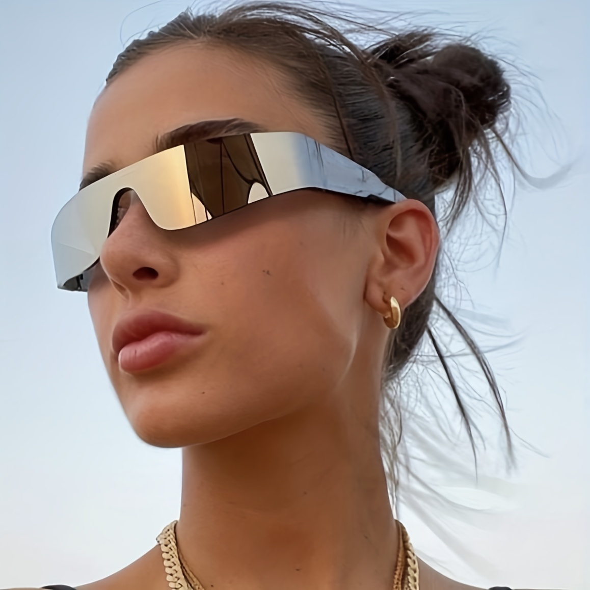 2021 Vintage Punk Flip Men Sun Glasses Luxury Brand Sunglasses Women One  Piece Rimless Square Shades Male Hip Hop Visor Eyewear