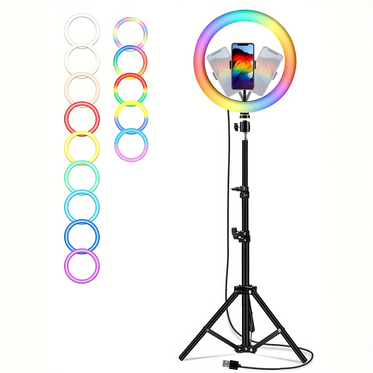 Aro Luz Selfie Tipo Clip Celular Rgb Multicolor 10 Cm Recargable