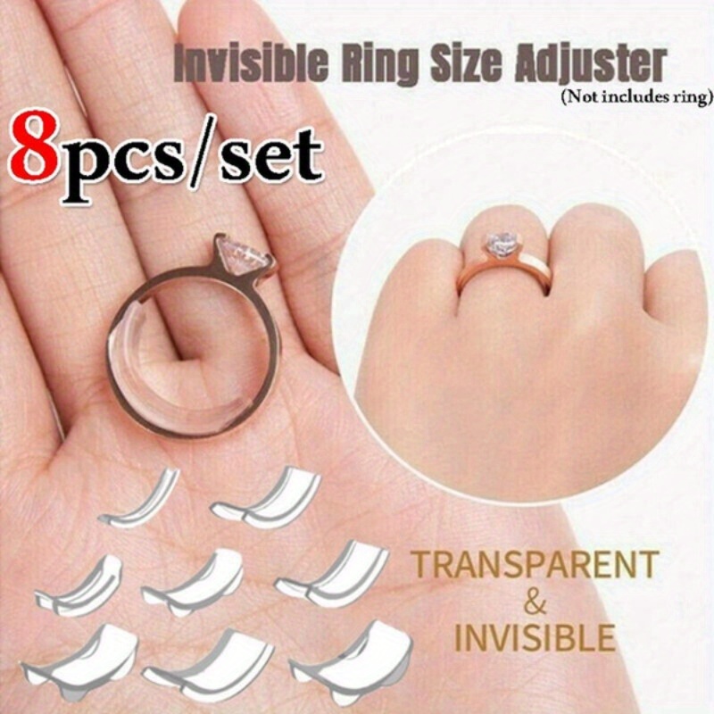 Feramox Invisible Ring Size Adjuster for Loose Rings Ring Adjuster Sizer Fit Any Rings Ring Guard Spacer (Clip-on, 8 Pcs)