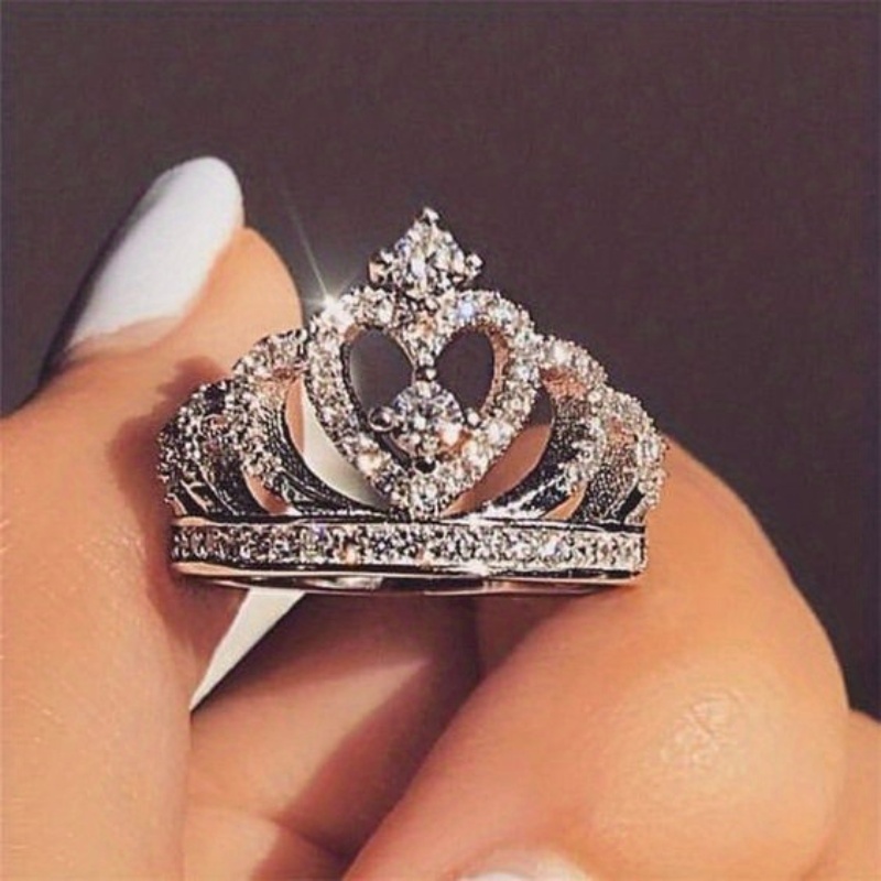 Crown Women Ring Girl Gift Elegant Dance Party Jewelry Rings