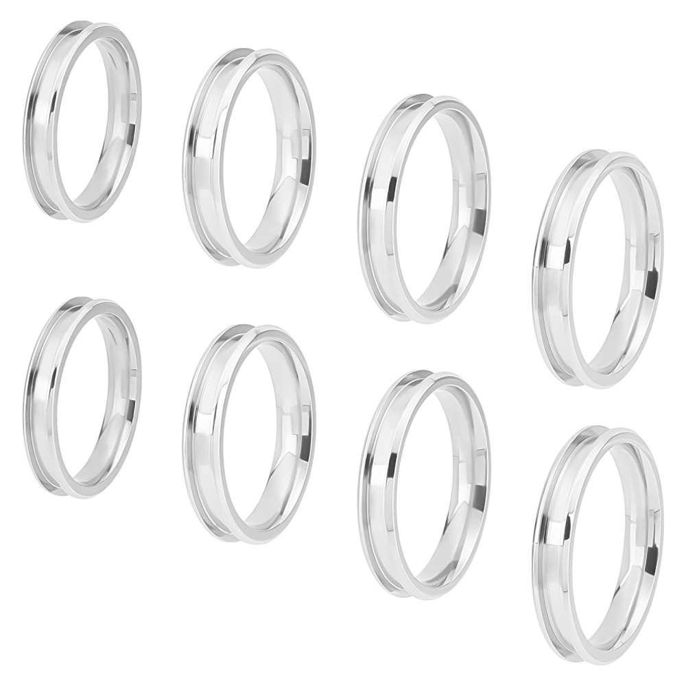 1 Box 18pcs Blue Blank Core Rings, 6 Sizes Stainless Steel Blank Finger  Rings, Hypoallergenic Inlay Ring, Round Grooved Empty Ring Blanks, For  Jewelry