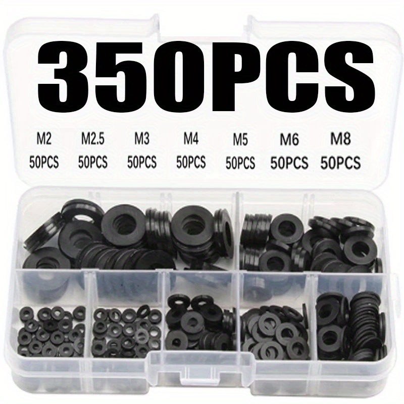 Unterlegscheiben Kunststoff Schwarz 350Pcs Sortiment M8 M6 M5 M4 M3 M2,5 M2  Neu