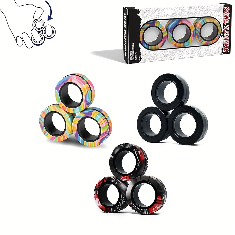 6Pcs Magnetic Rings Fidget Toys for Teens, Adults&Kids|Fidget Pack Under 10  Dollars|ADHD Fidget Toy Pack for Anxiety Relief,Coolest Gifts for Teen