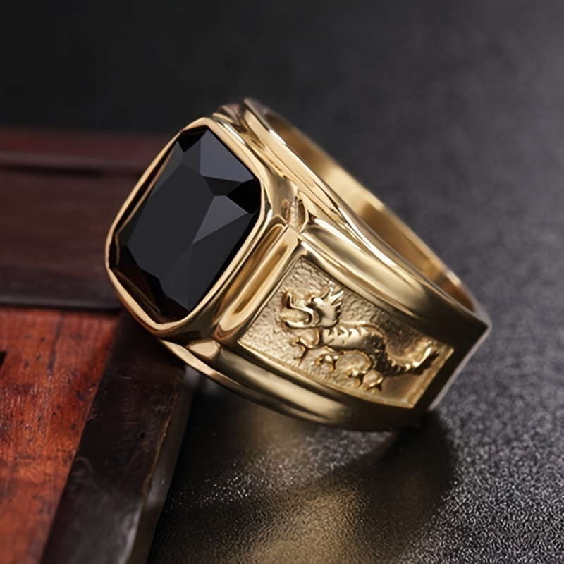 Anillo de oro con piedra outlet negra para hombre