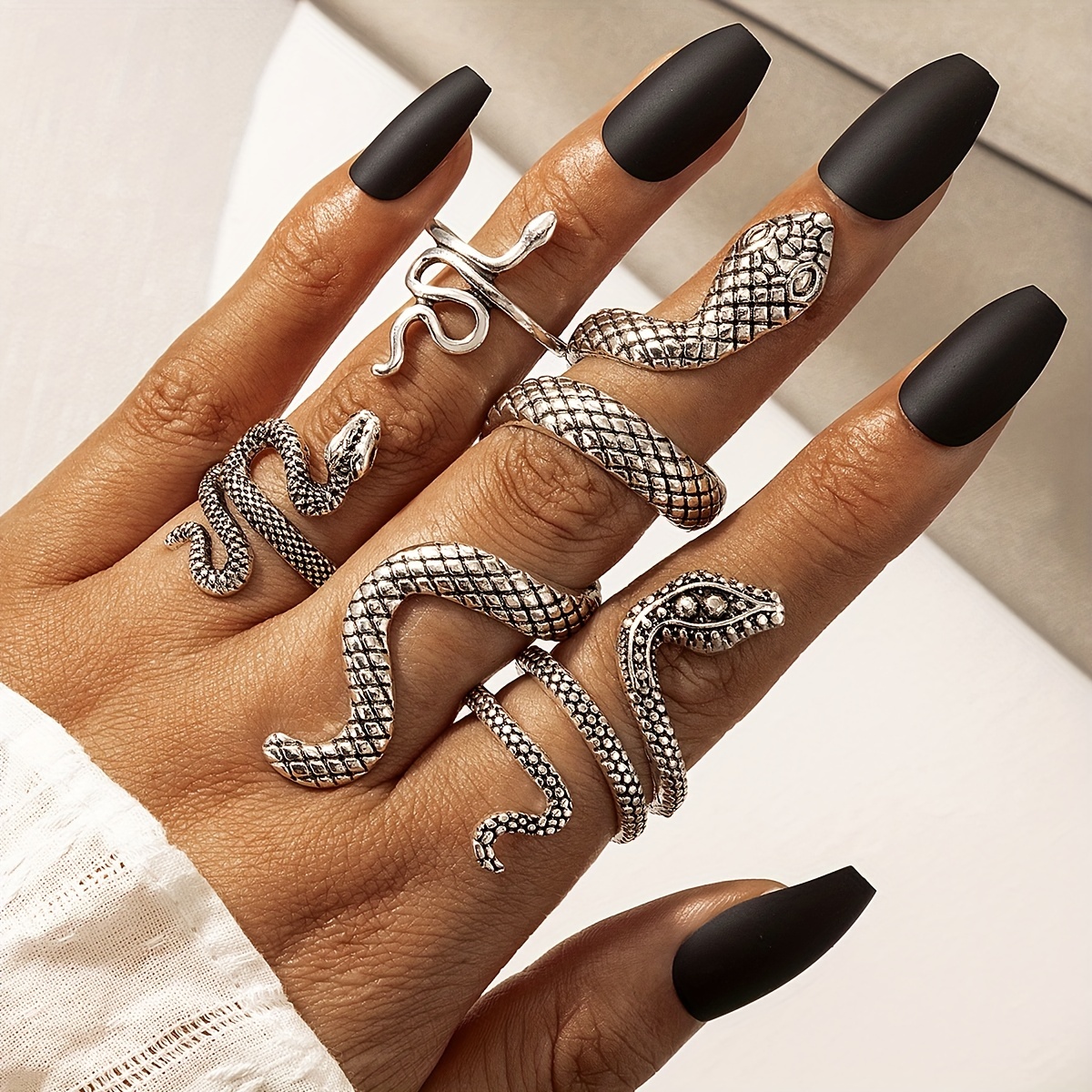 7 Pcs Punk Twist Joint Ring Set - Aesthetic Simple Golden Silver Color  Geometric Rings for women - Women Fashion Jewelry