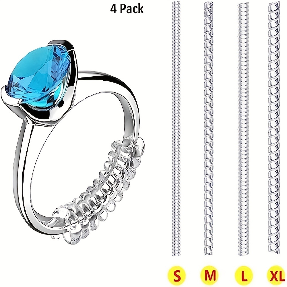 Ring Sizer Adjuster for Loose Rings Golden and Clear, Updated Ring Sizer  Measuring Tool, Jewelry Polishing Stick, Organizer Box 11 Packs, Invisible  Ring Guards Ring Size Adjuster for Women Men Rings 