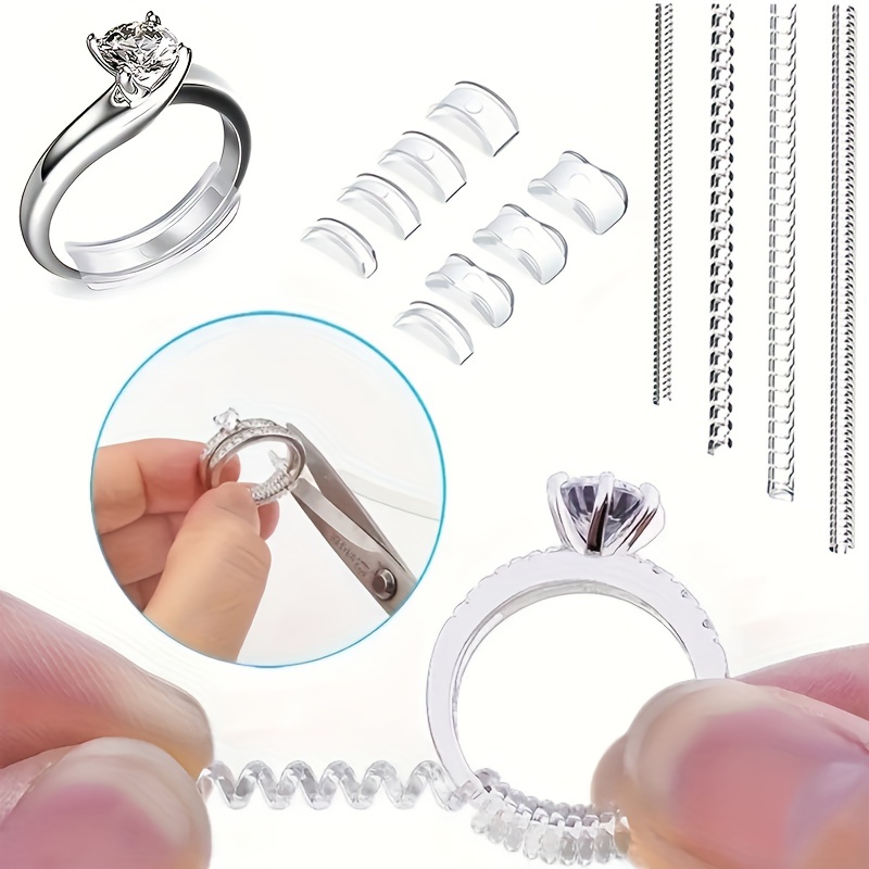 4pcs/lot Transparent Spiral Based Ring Tools Spring Coil Ring Size Adjuster  Guard Tightener Reducer Resizing Tool For Jewelry