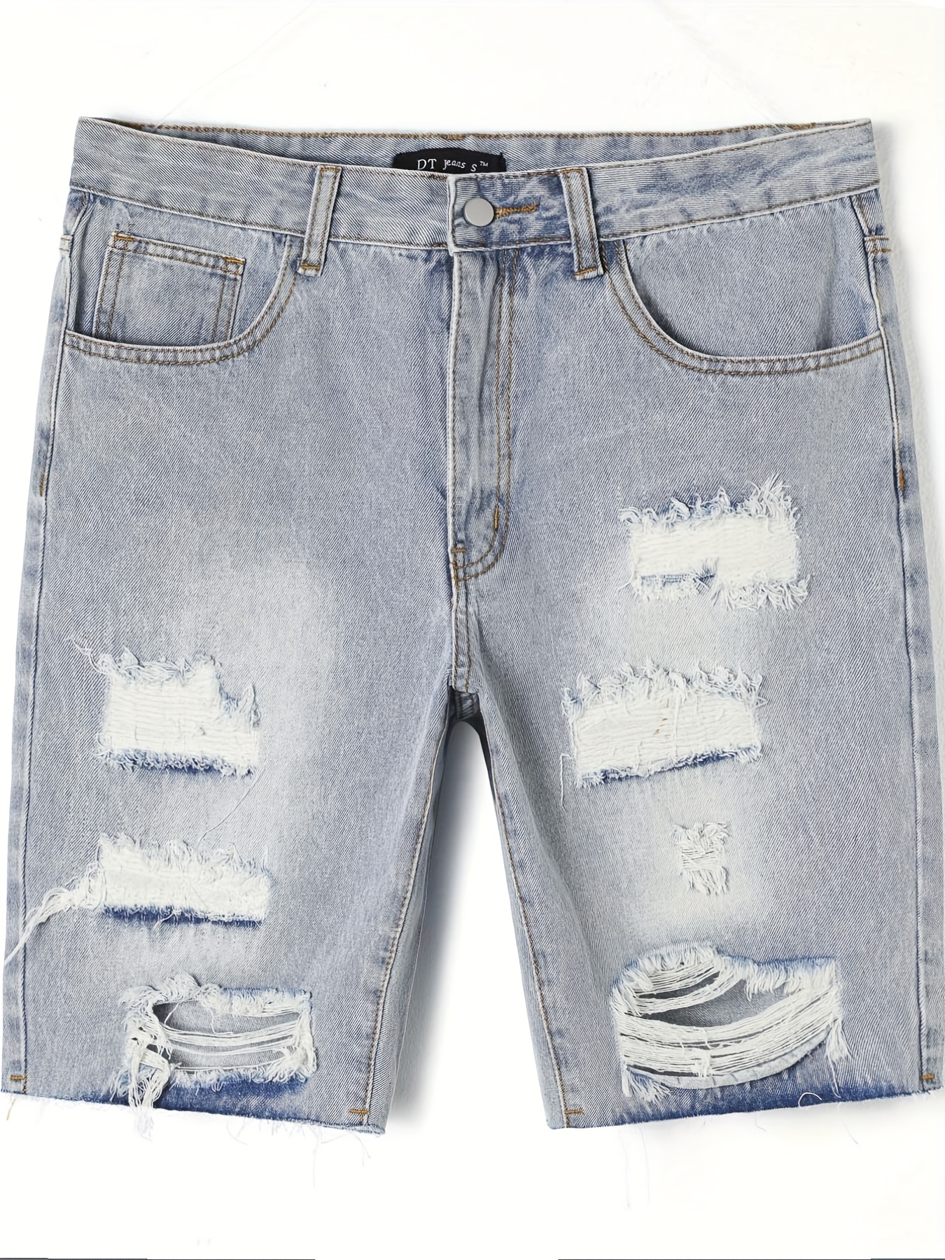 Men's Casual Jeans Ripped Fashion Slim Fit Denim Shorts - Temu