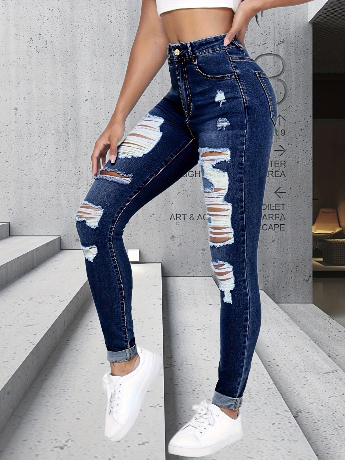 Jeans & Trousers | Damage Jeans For Girls | Freeup-sonthuy.vn