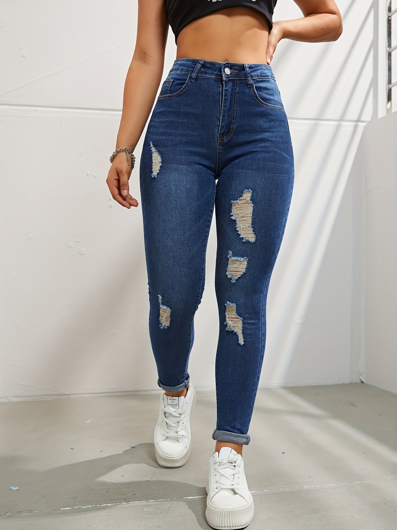 Jeans Rotos Mujer - Temu