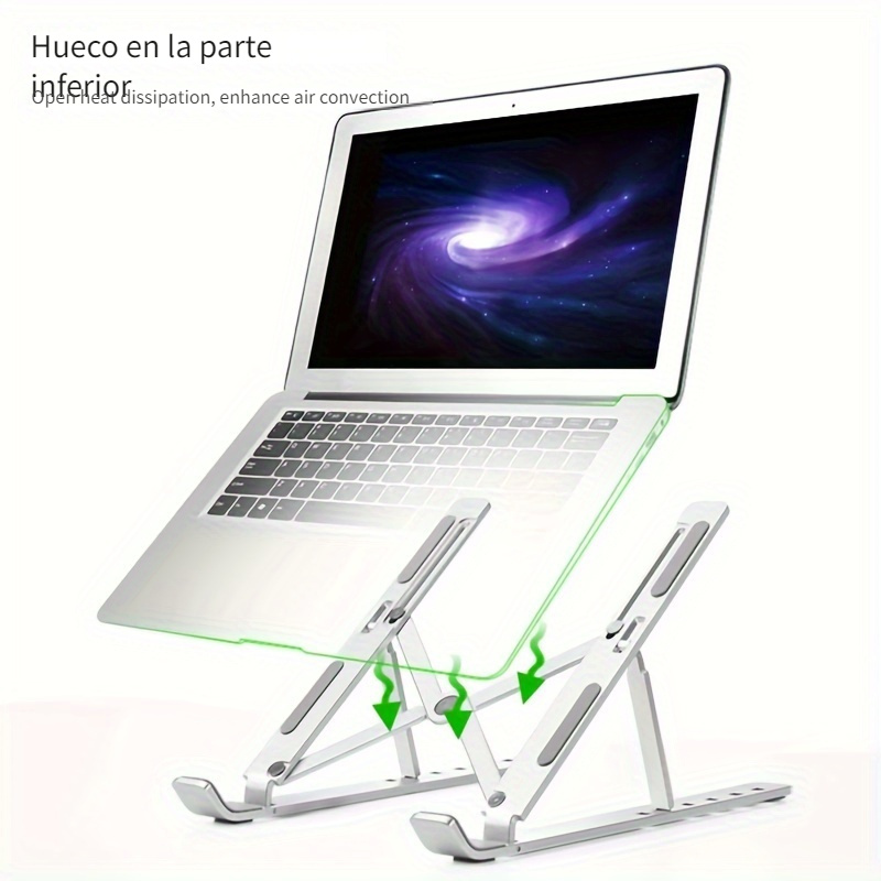Soporte para laptop con ventilador, soporte elevador para computadora  portátil plegable y ajustable en altura, compatible con MacBook Air Pro,  Dell