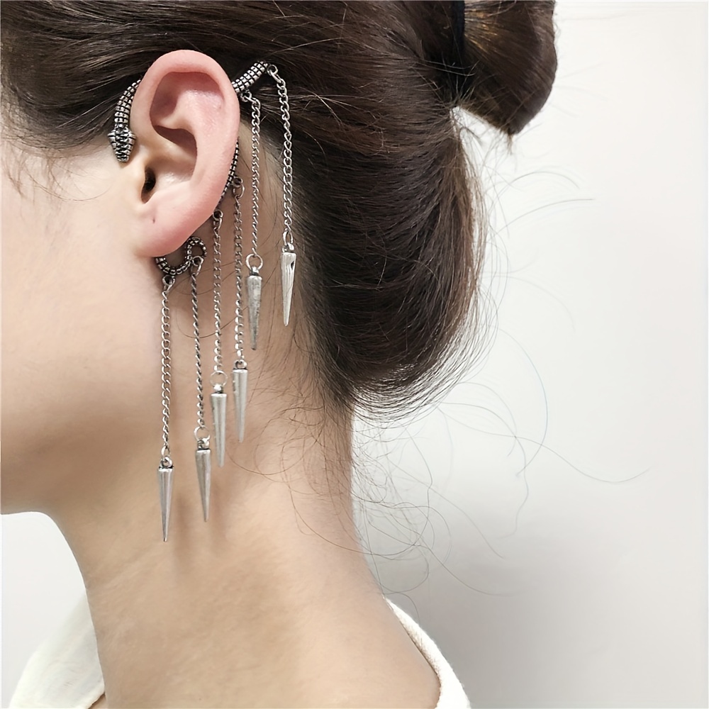 1pc Punk Tassel Leaf Earrings Hot Chain Ear Cuff Earring Women's Fashion  Trendy