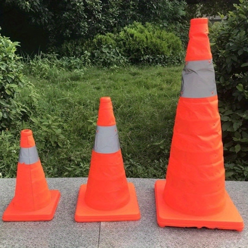 Conos de seguridad de tráfico de 12 pulgadas con collares reflectantes,  [paquete de 4] conos de entrenamiento de fútbol naranja, conos de