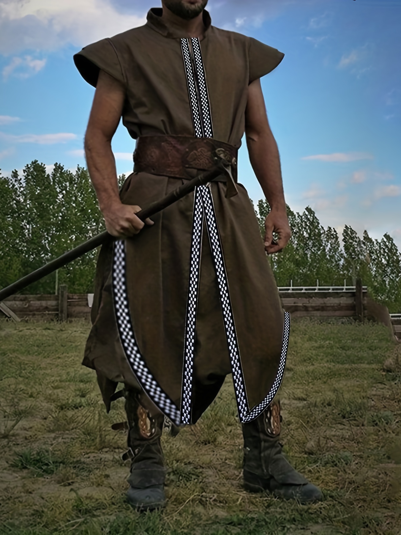 Armadura de cuero PU de caballero Retro Medieval para hombres, armadura de  pirata, soldado Vikingo, cuerno