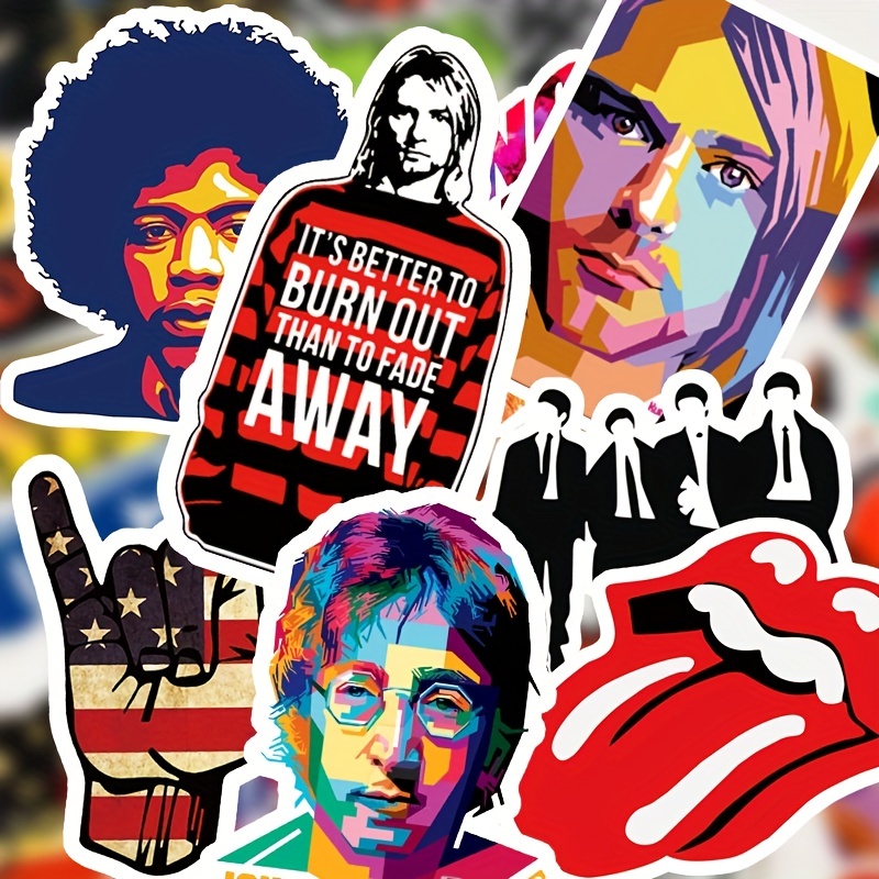 Band Stickers Pack Rock Roll Stickers Decals Laptop Cars Guitar Bumper Punk  Classic Vinyl Waterproof Graffiti 100pcs