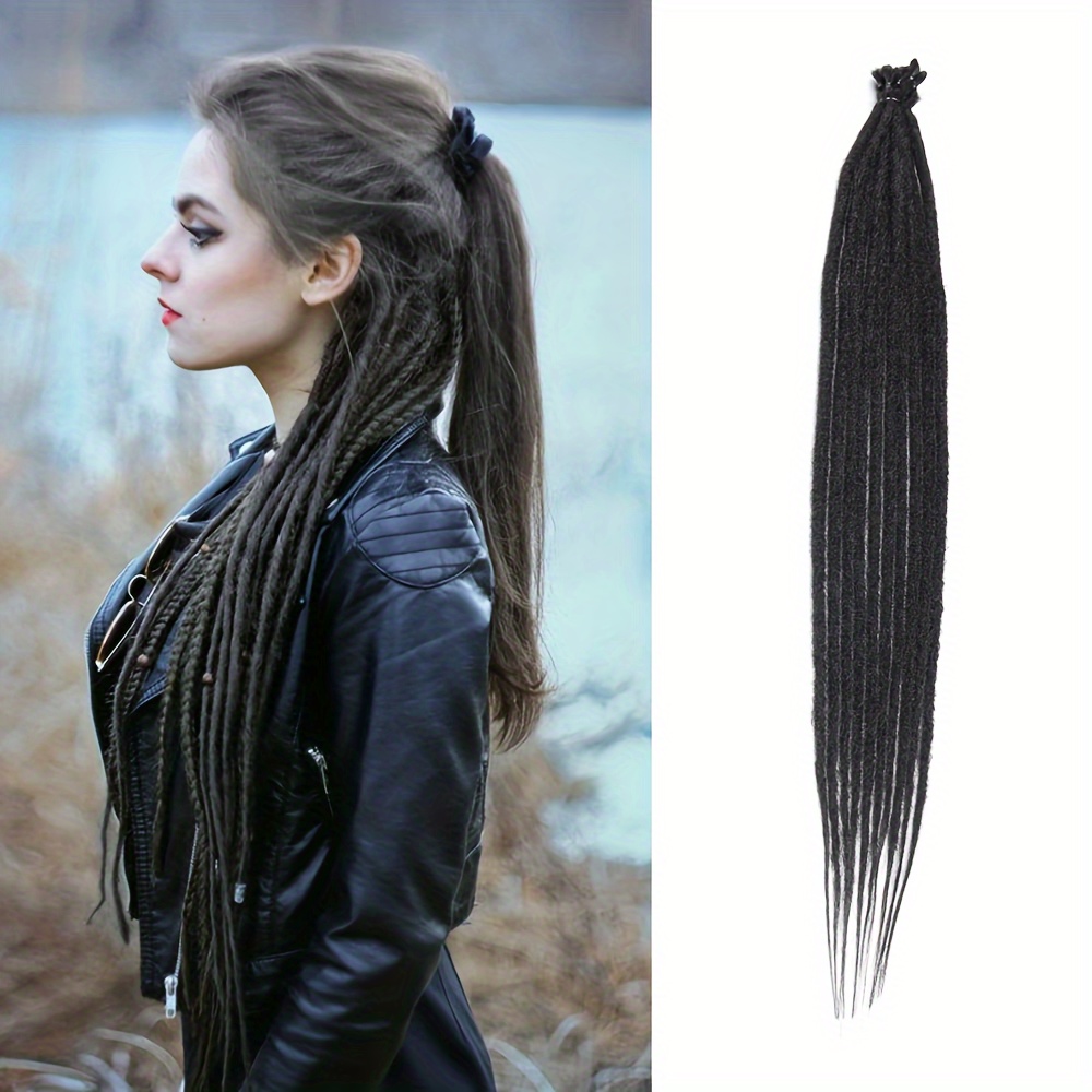 10 Strands 0.27 inch Width, Black Backcomb Twisted Dreadlock Extensions, Single End Synthetic Dreadlocks Accessories, Jamaica Punk Hip-hop Reggae