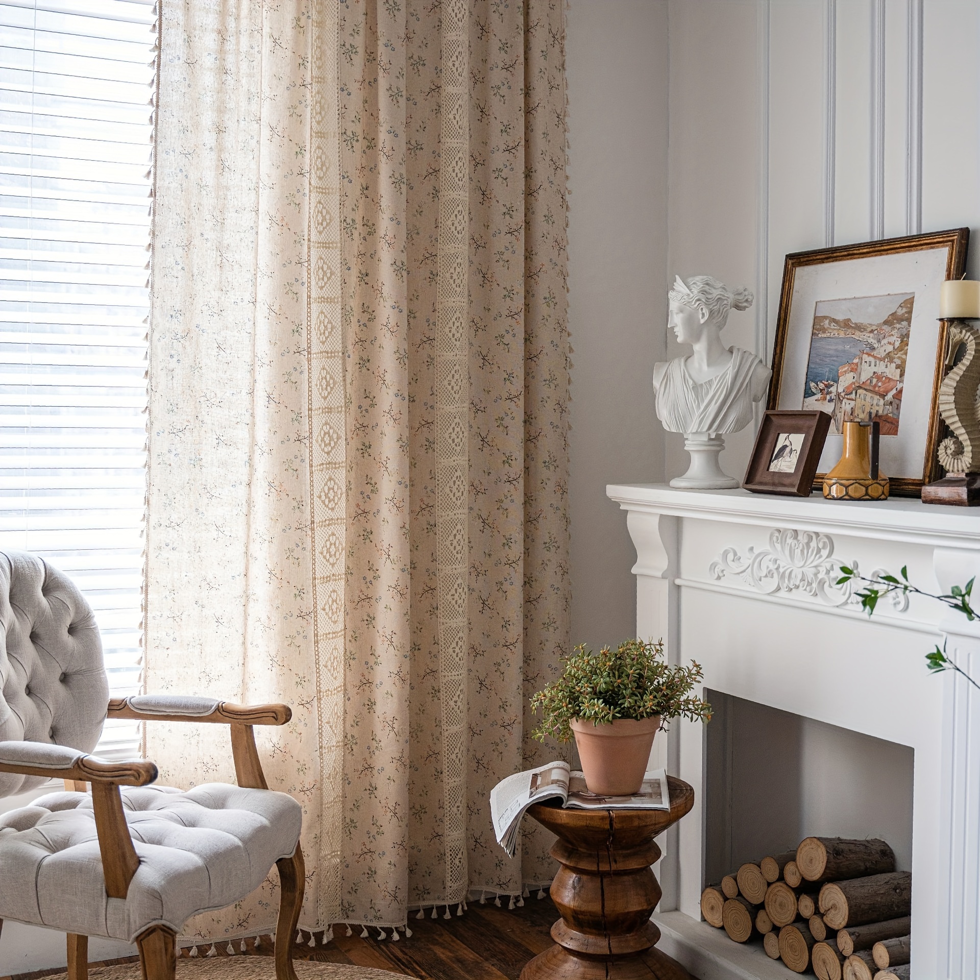 2 cortinas de macramé hechas a mano de algodón para ventana, puerta,  decoración bohemia