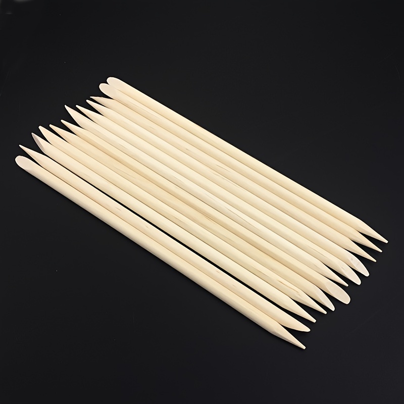 100 palillos de madera de naranjo de 11 cm, para empujar y retirar las  cutículas y para manicura, arte de uñas y pedicura : : Belleza