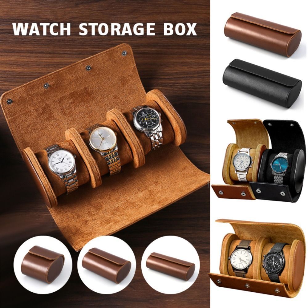 2 Slot Travel Watch Roll Case Leather Wristwatch Display Case Watch Storage  Box