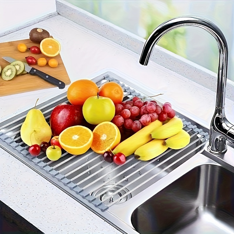 Triangle Roll-up Dish Drying Rack, For Sink Corner Small Foldable Stainless  Steel Over The Sink, Multipurpose Drainer Caddy Organizer Storage Space  Saver Shelf Holder, Kitchen Supplies - Temu