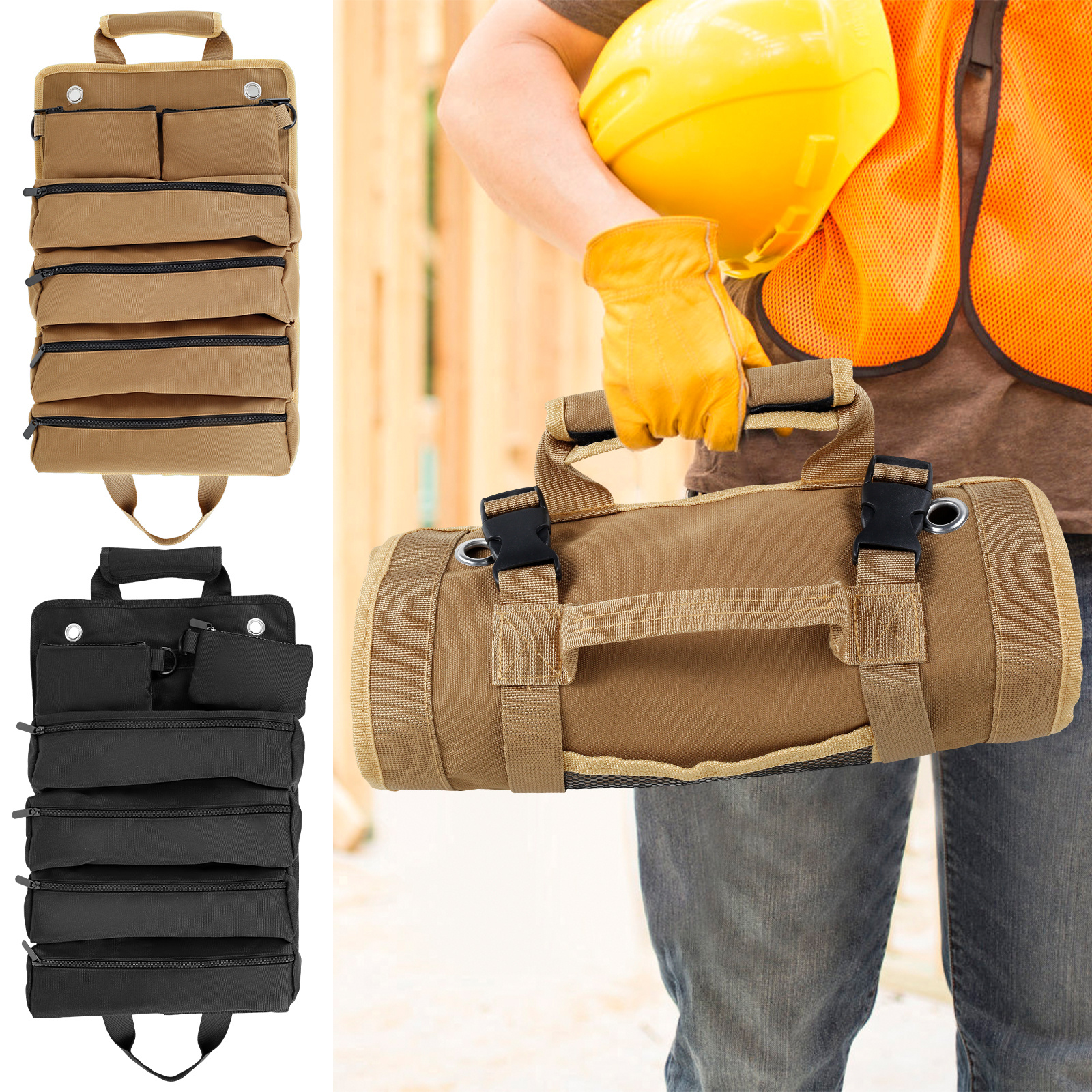 Pequeña bolsa de herramientas, plegable para electricistas profesionales,  soporte de almacenamiento de herramientas, bolsa de rollo, organizador