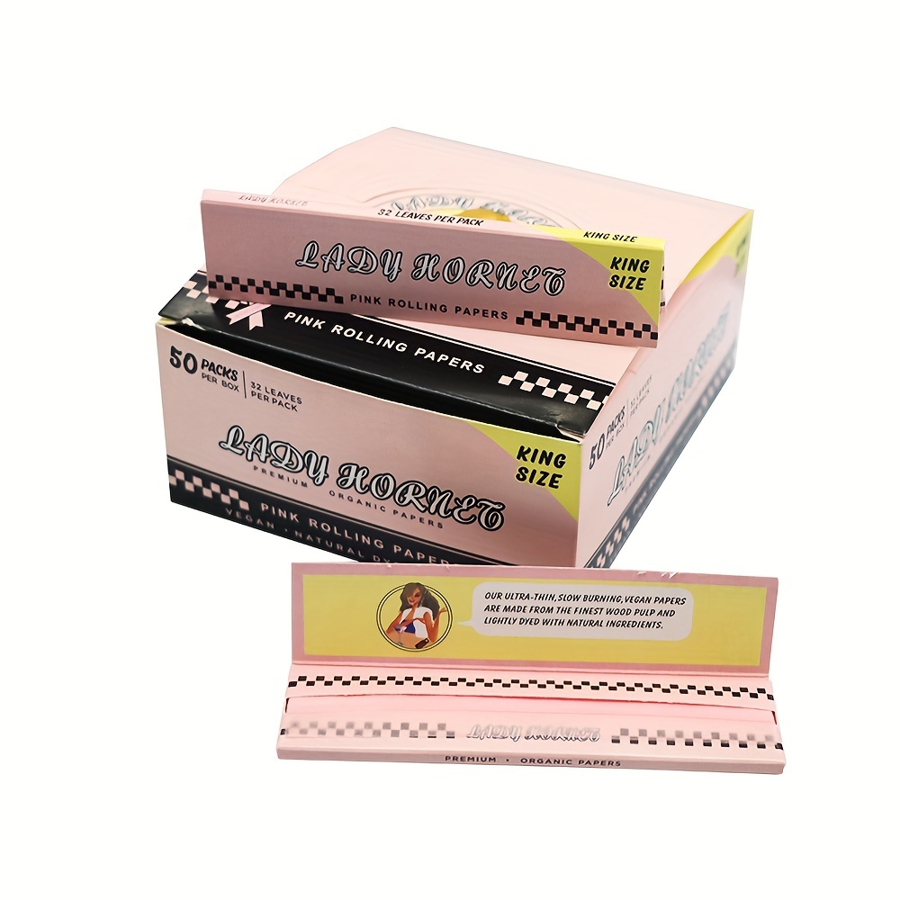  8Pcs Pink Rolling Paper Kit-1 1/4 Kingsize Rolling