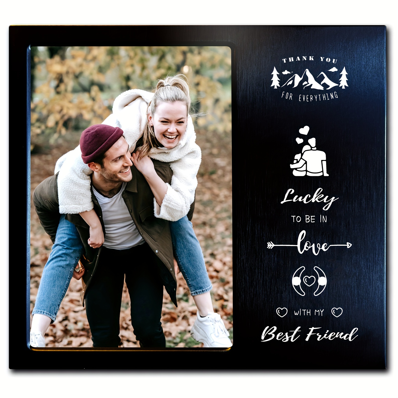 Marco de fotos personalizado Love Never Fails, 5 x 7 pulgadas, romántico  personalizado, para boda, compromiso, día de San Valentín, regalos de boda