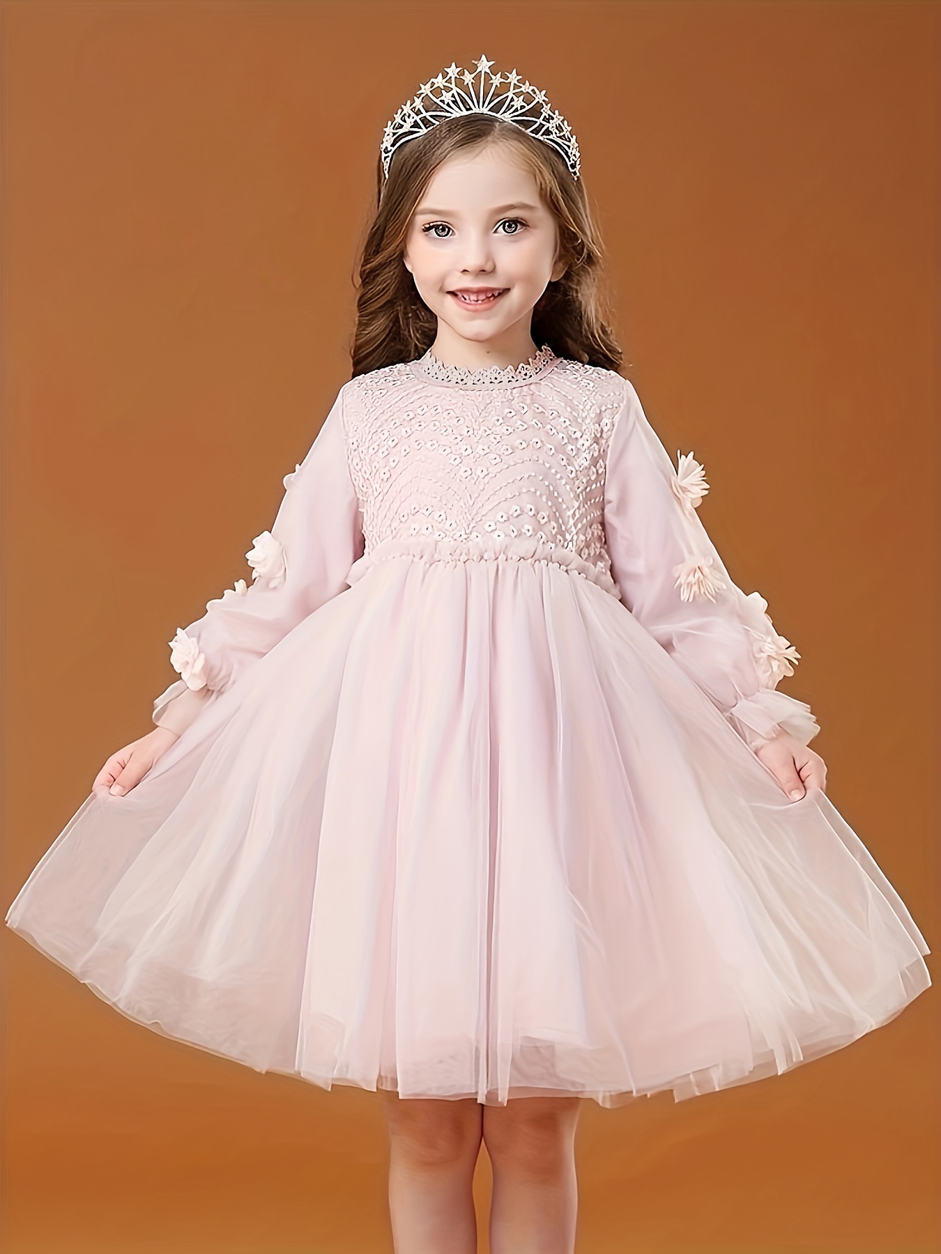 Filles Paillettes Robes de princesse Automne Hiver Robes à manches longues  Robes de mariage Robes de fête d'anniversaire 3-8 ans