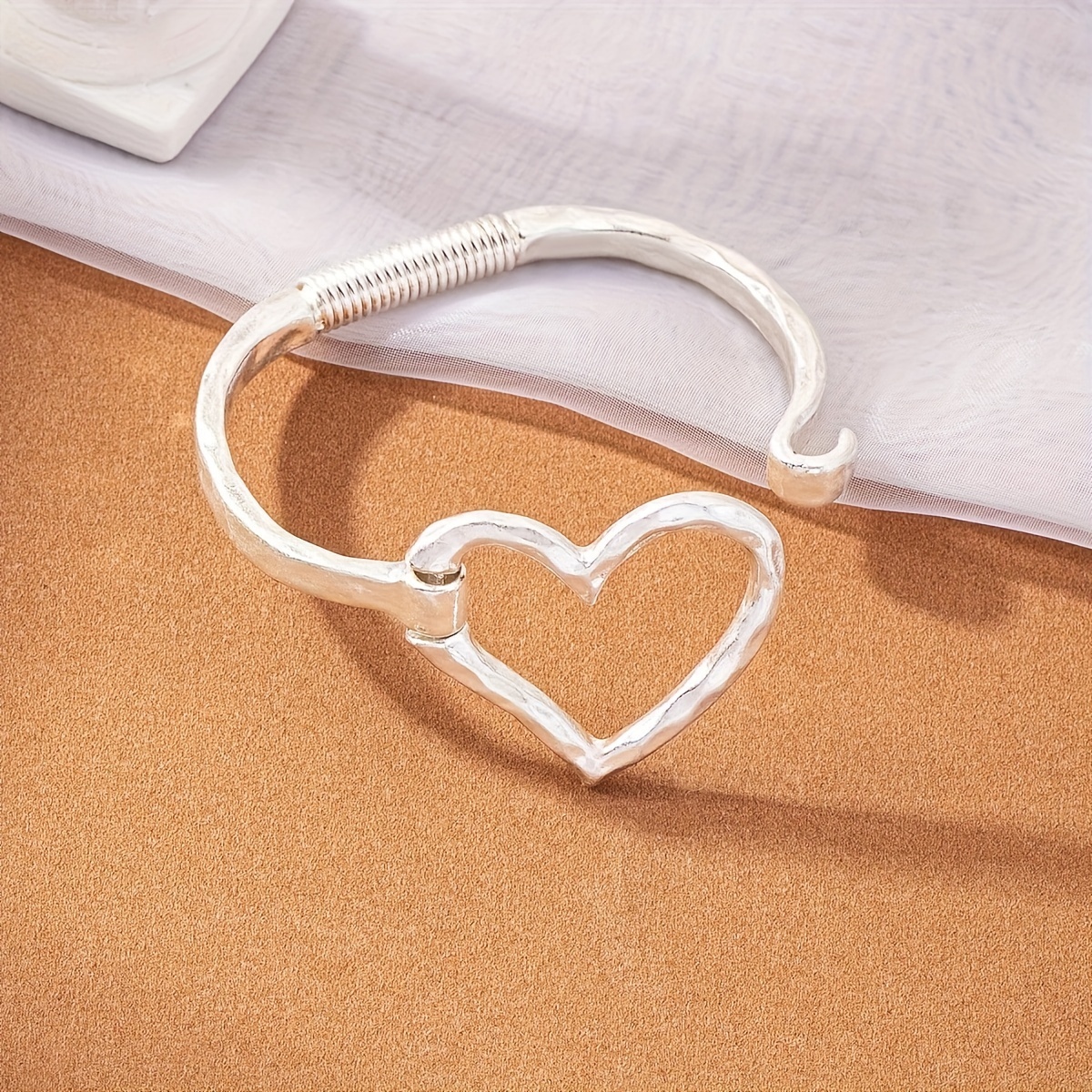 Bangle bracelet with heart deals shape pendants in silver