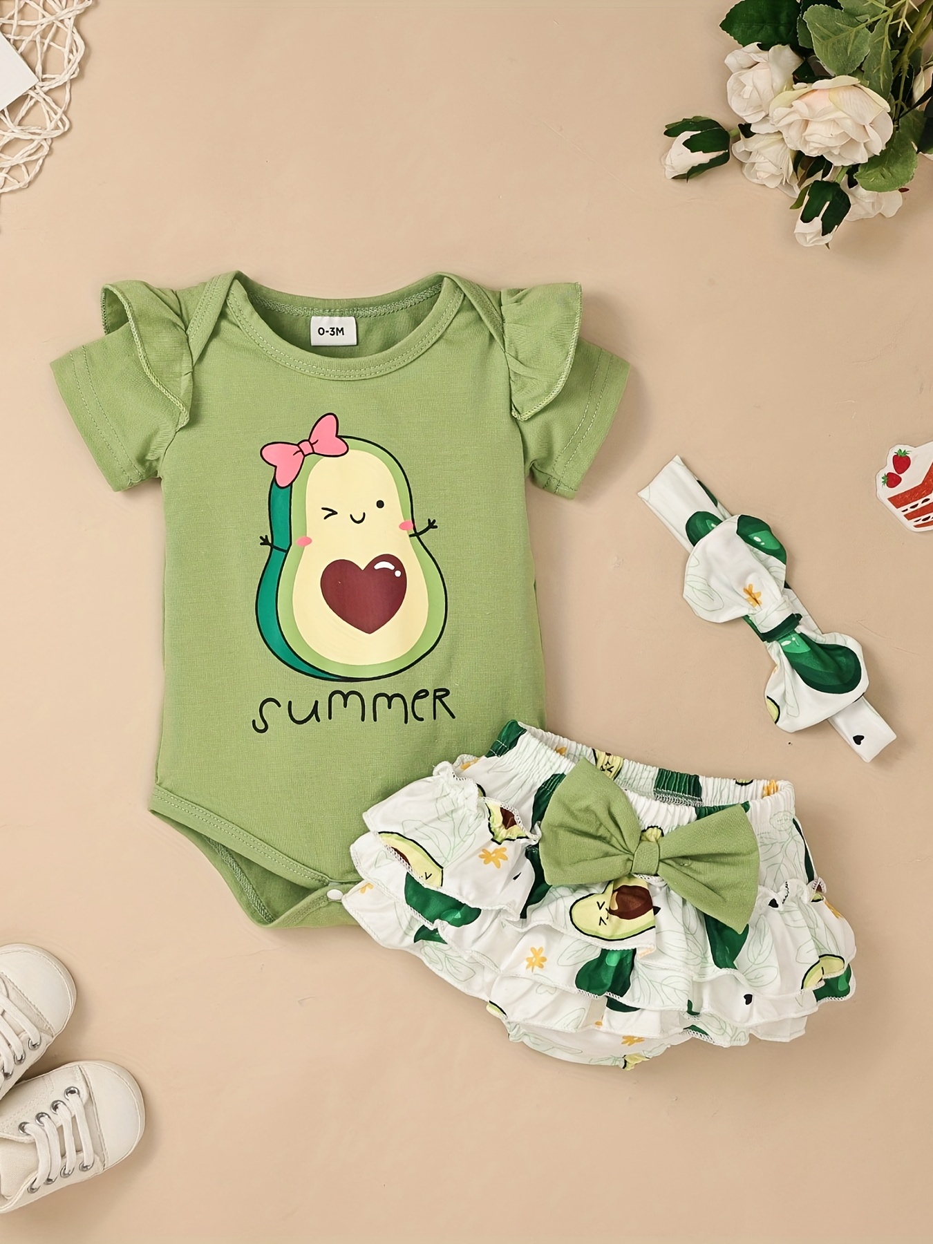 Conjunto de ropa para bebé niña con volantes 0-3 meses