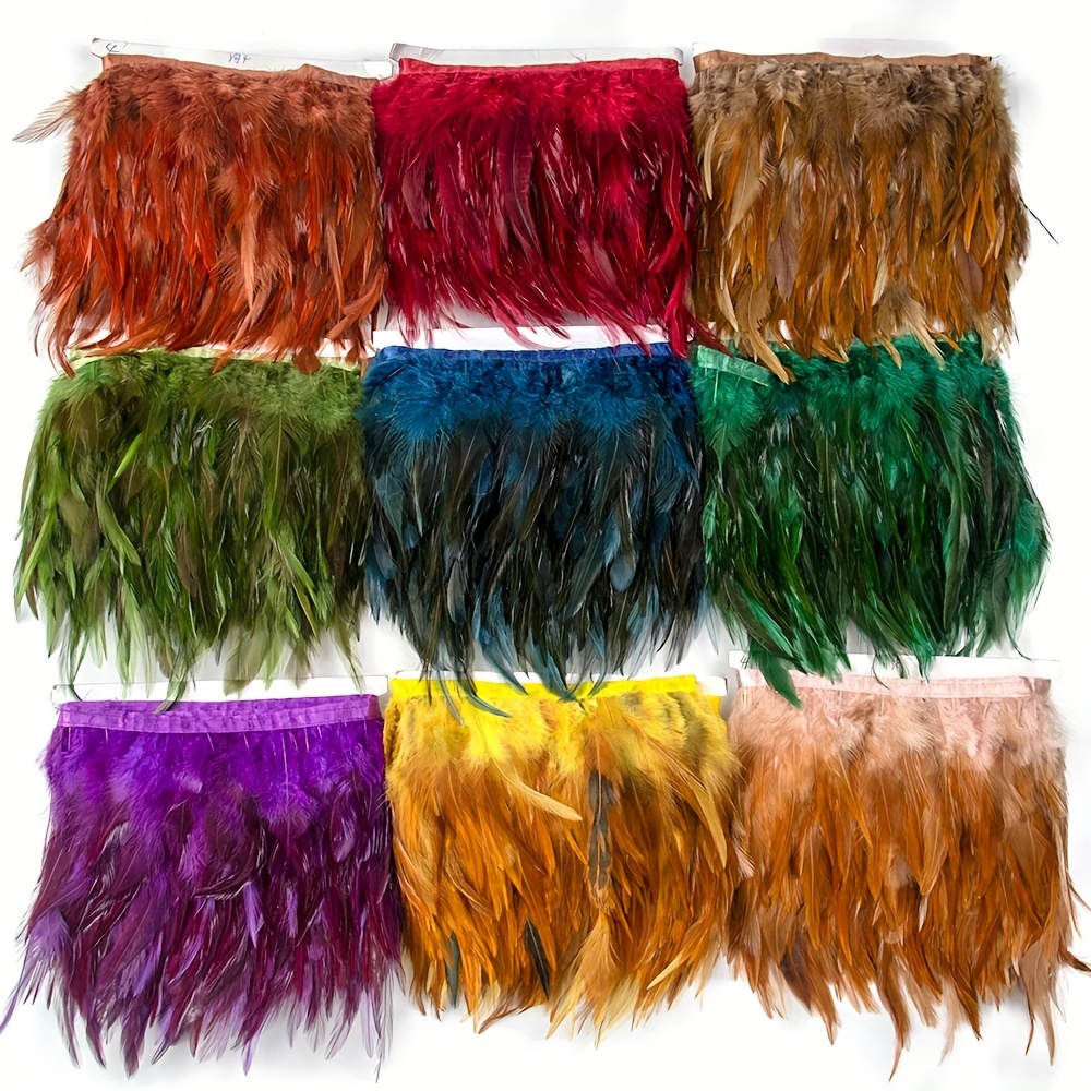 1M/39inch 4.7-7inch Natural Rooster Feathers Trim Ribbon Crafts