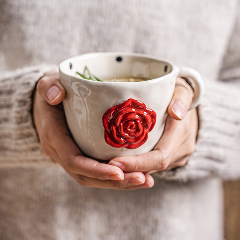 Flower Painting Coffee Mug Irregular Ceramic Coffee Cups - Temu Italy