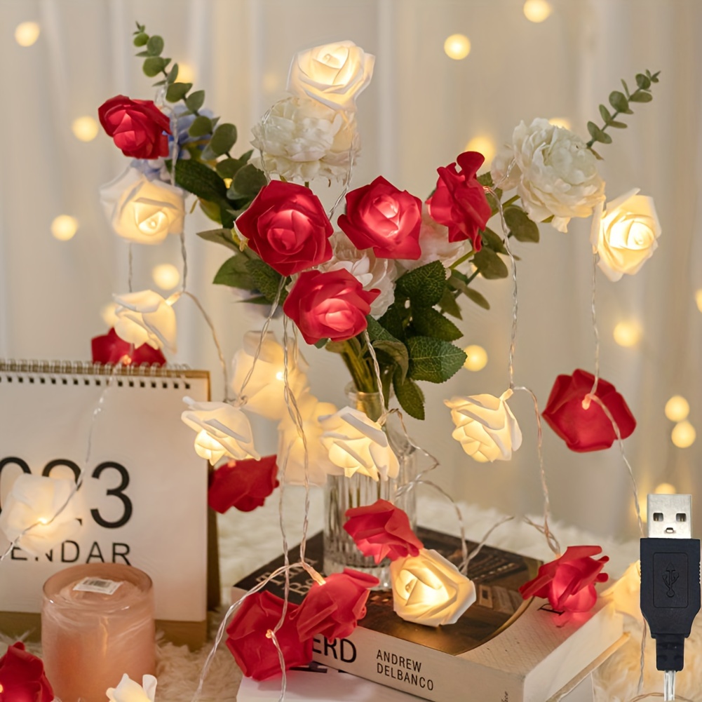 20 LED Rose Fleur Fée Fête De Mariage Décor De Noël Noël Guirlande Lumineuse  3M