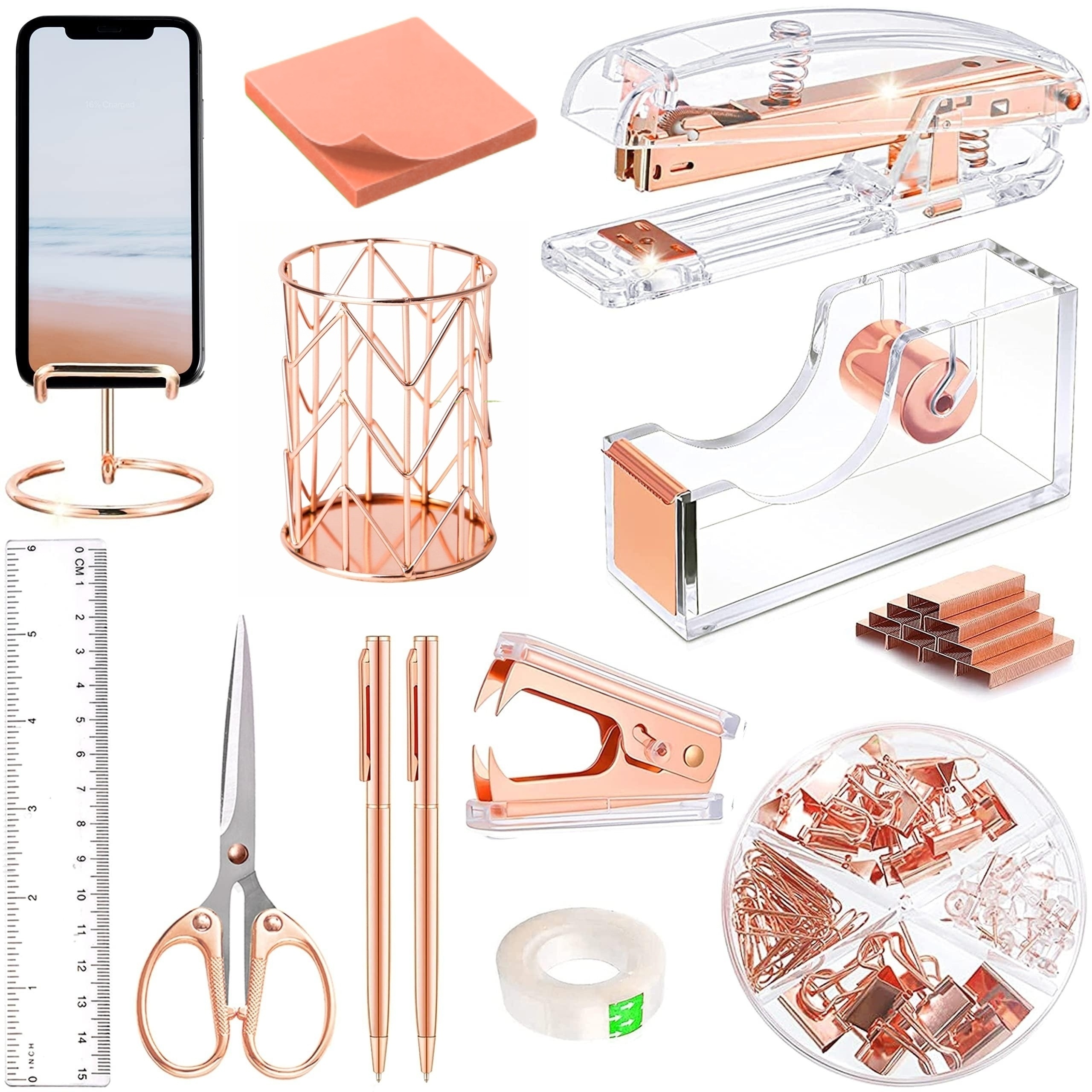 Gold Scissors and Stapler Set - Scissors and Stapler with 1000 Rose Gold  Staples, Luxury Set of Gold Office Supplies & Desk Accessories