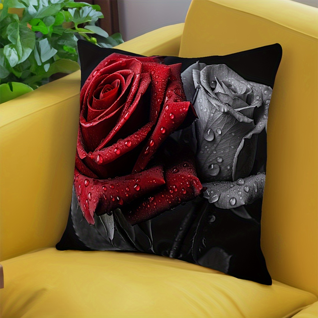 2Pcs 18x18in Throw Pillow Covers Home Decor Rose Print Cushion Cover  Without Filler, Romantic Throw Pillow Case, Pillow Insert Not Include, For  Sofa, Living Room,Sofa Pillowcases Red Rose Flower