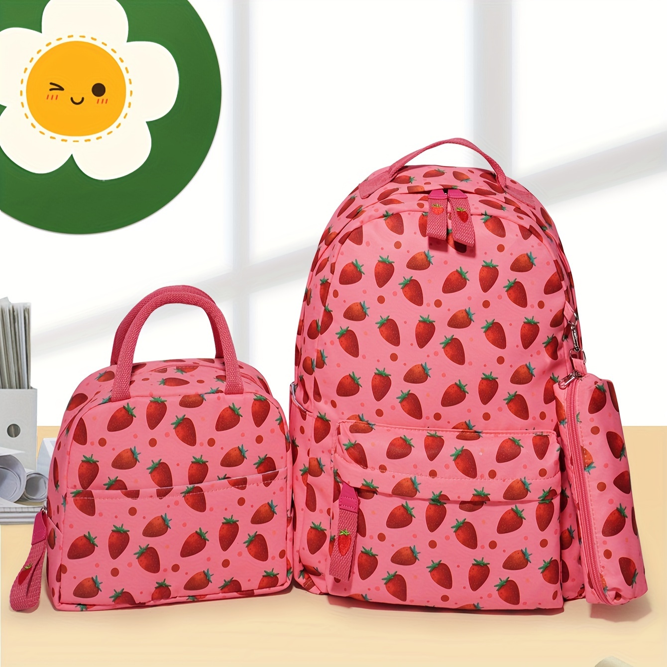 Kawaii Strawberry Backpack - Temu