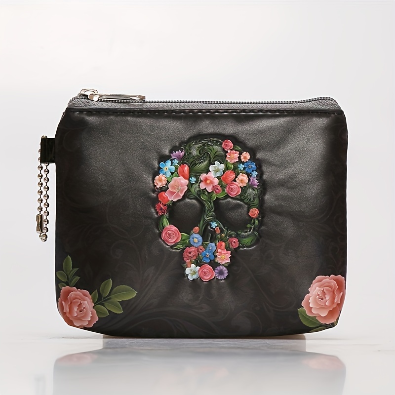 Small Flower Rivet Coin Wallet Card Bag Key Bag Earphone Organizer