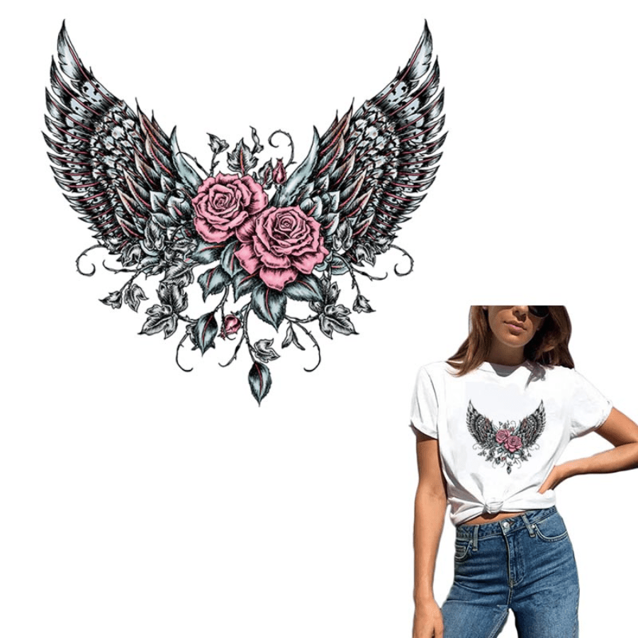 Rhinestone Iron on Hotfix Transfer Decal Angel Wing Print White Bling Patch  Clothing Repair Applique T-Shirt Vest Shoes Hat Jacket Decor Clothing DIY  Accessories 