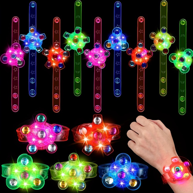 Cristal lumineux Led Light Fidget Spinner Main Top Spinners Briller dans  sombre Edc Stress Relief Jouets Gyroscope cinétique pour enfants