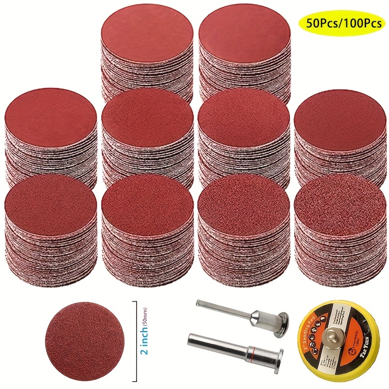 50mm Red Sanding Velvet Sandpaper Assortment With 100 Sheets, 1 Disc Pad, 1  Shank, 1 Polishing Accessory For Metal And Wood Jewelry Cleaning &  Polishing