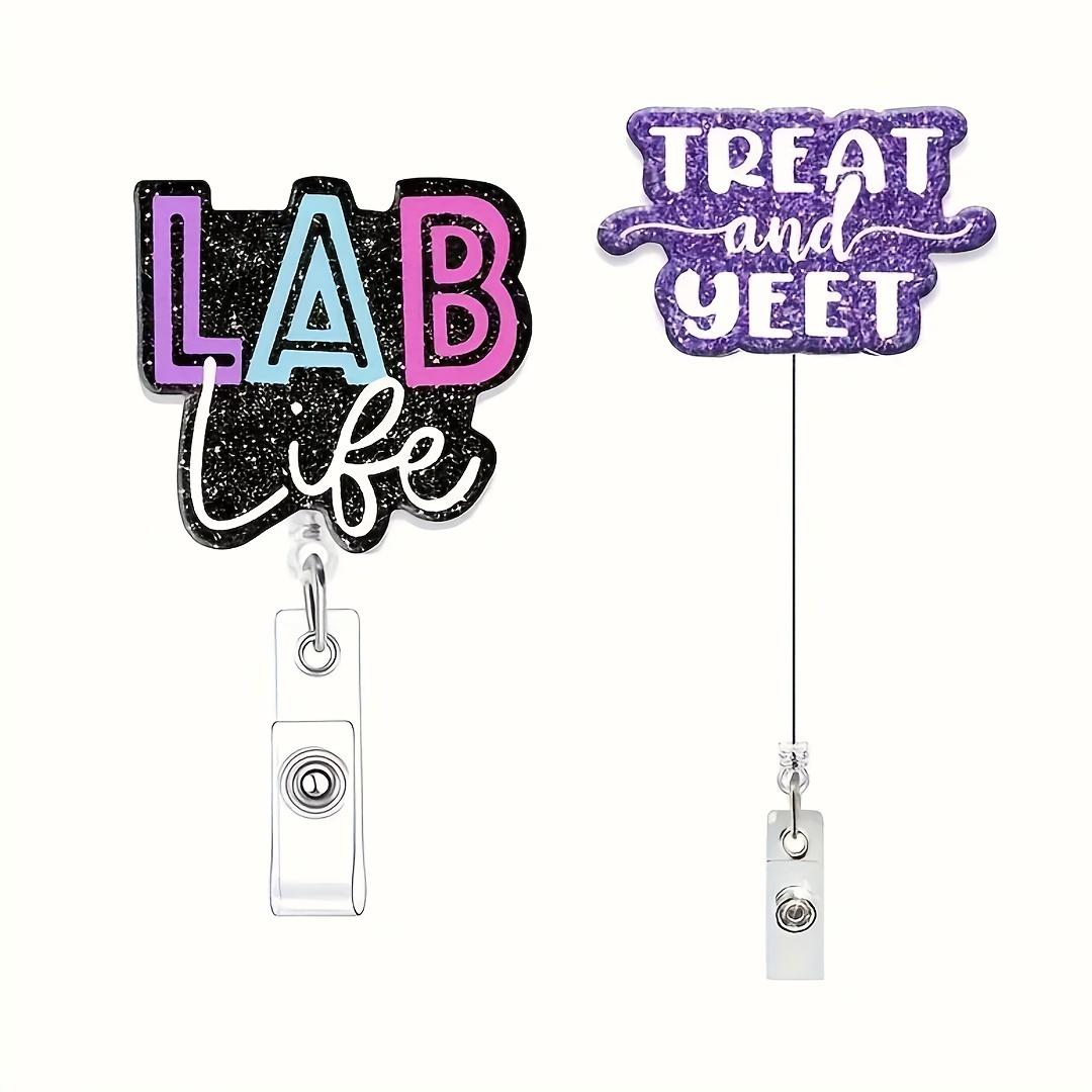Lab Life Badge Reel / Pink Glitter Badge Reel/ Interchangeable