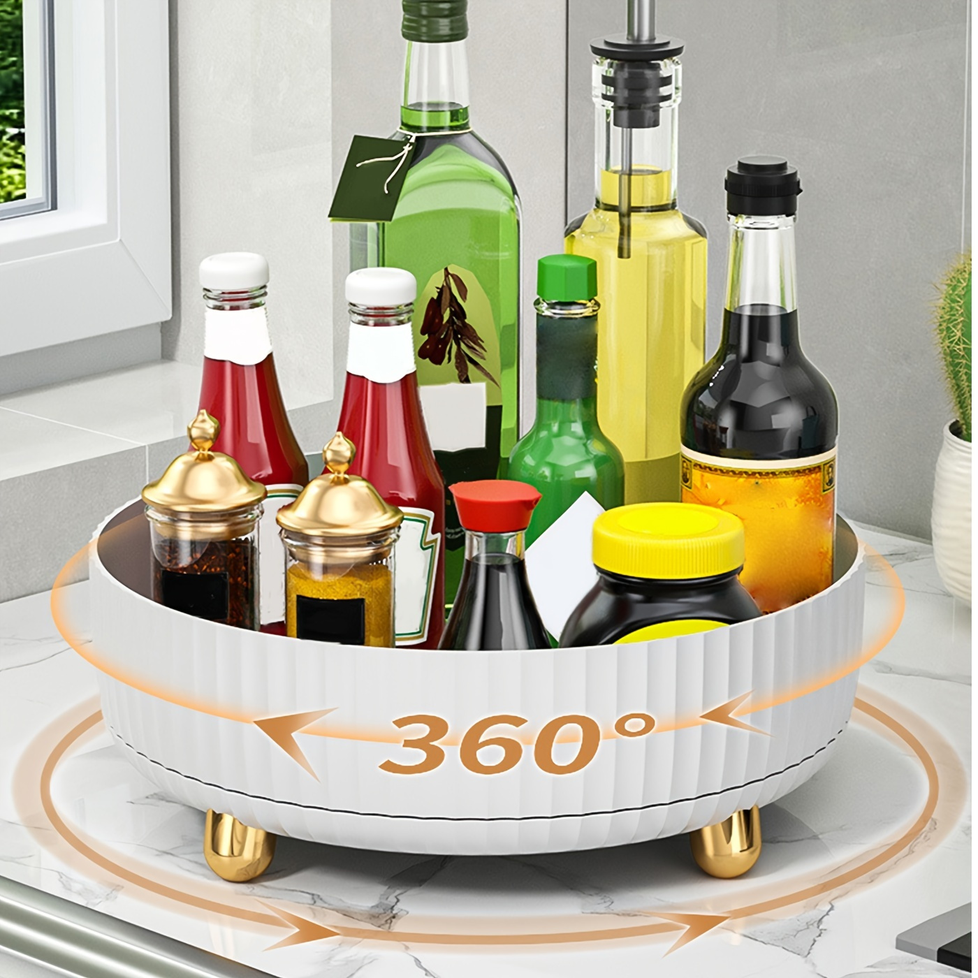 360° Spice Rack Rotatable Storage Tray Refrigerator Rotating - Temu