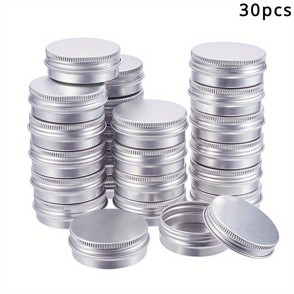 1.7 Ounce Tins Cans 1.7 Oz. Tins Containers Round Tins Metal with Lids  Aluminum Metal Containers Metal Tins Jars for Balm,Candy,Salve,Candles,Pack  of 10(Frosted Gold/White/Multicolor) 