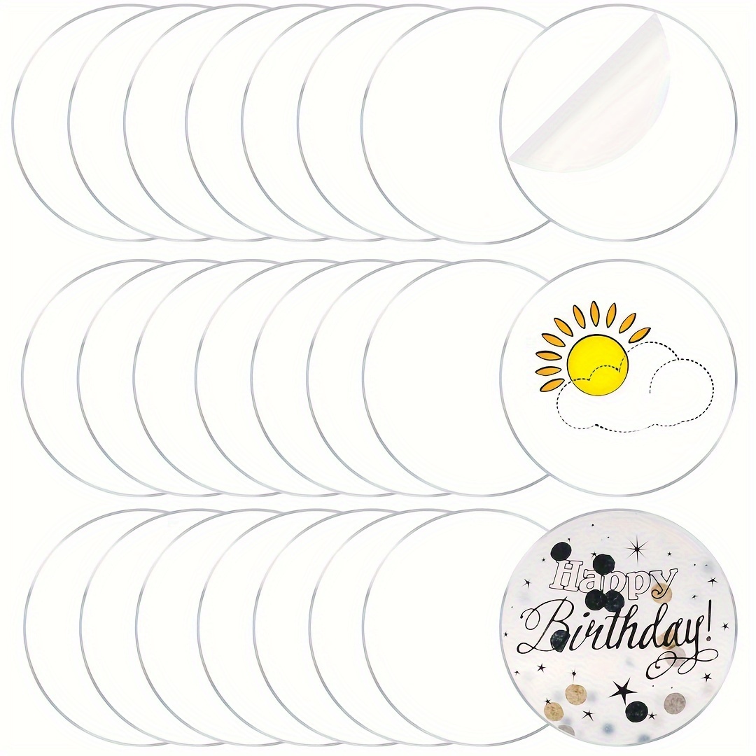 25/50PCS Clair Acrylique Cercles Blancs Disques Acryliques En