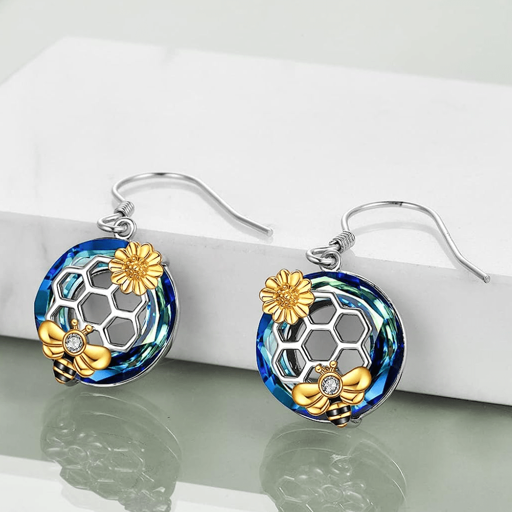 Fashion Bee Flower Honeycomb Earrings For Women And Girls As Birthday And  Christmas Gifts - Temu