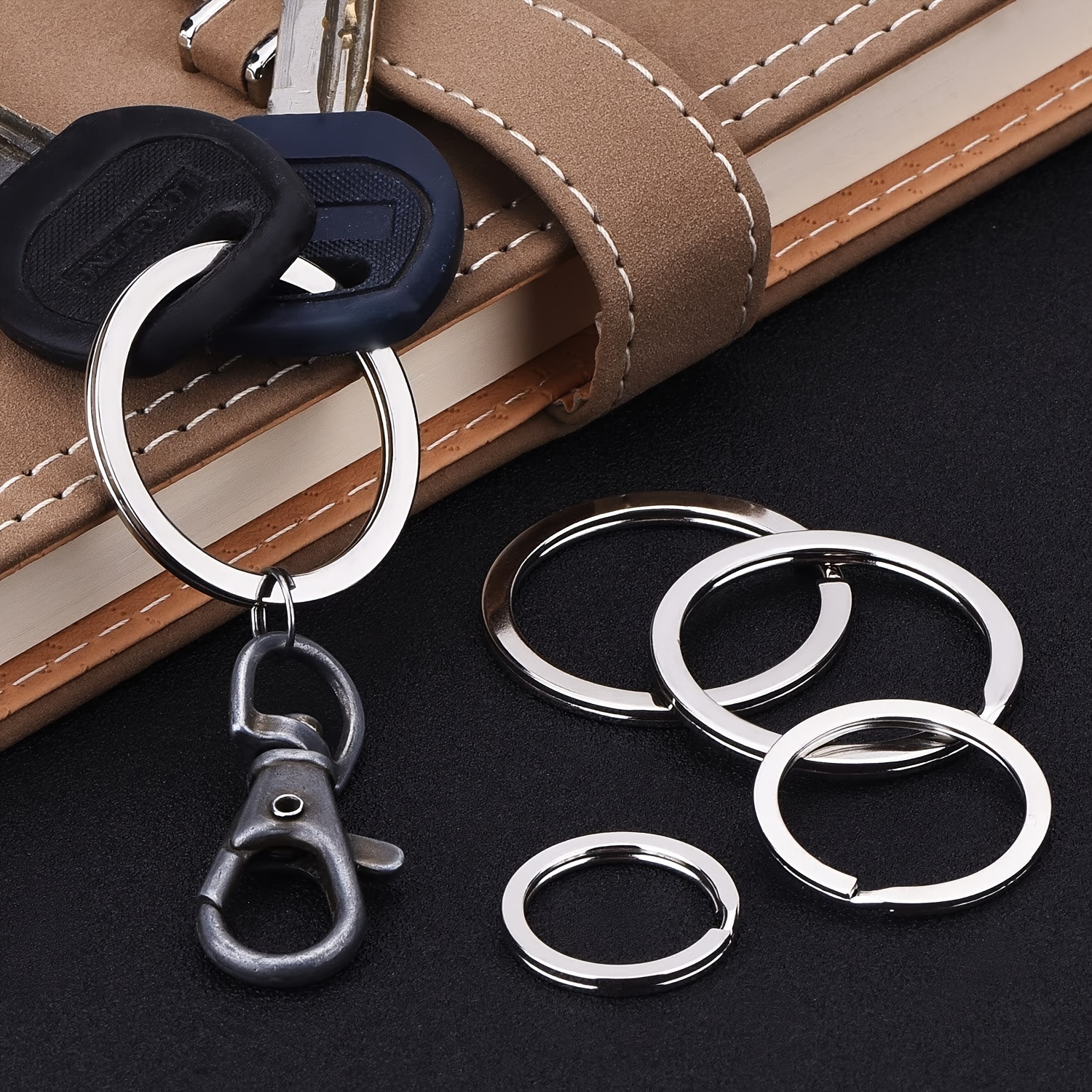 50PCS Metal Swivel Snap Hooks with Key Rings,Key Chain Ring Alloy Golden  Polished DIY Handcraft for Travel,Split Key Ring with Chain Gold Color  Metal